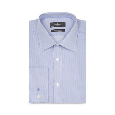 Jeff Banks Big and tall blue fine striped extra long tailored shirt